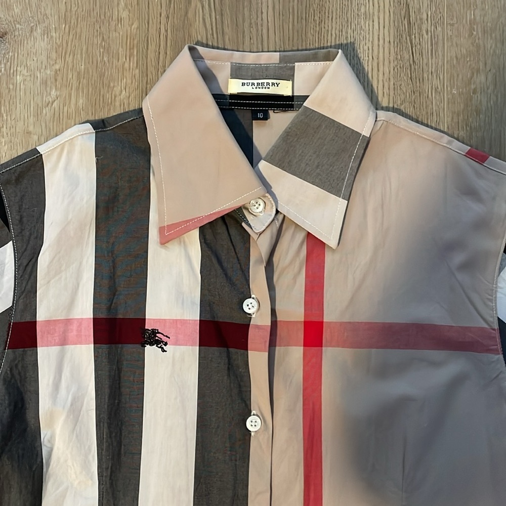 Burberry Plaid Button Down Eu Size 10 - Picture 2 of 3